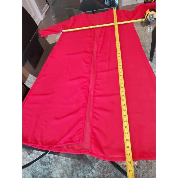 SHEIN Kimono Solid Red Polyester 3/4 Sleeve Open Front Knee Length Dress Size XL - Picture 8 of 9